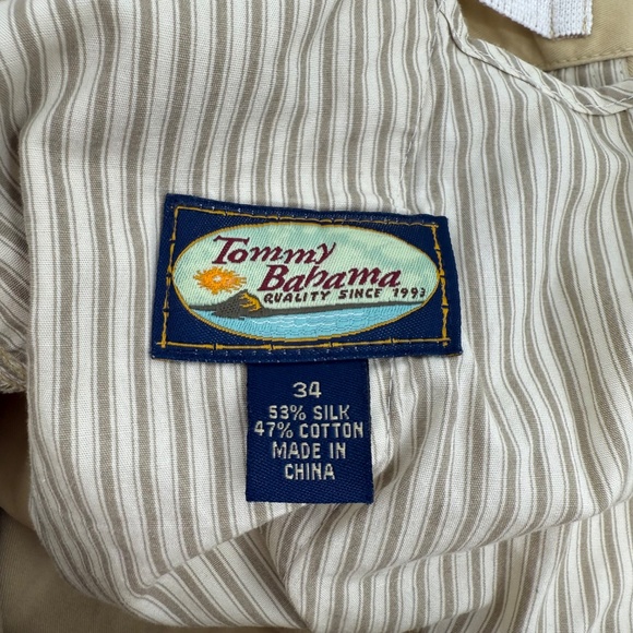 Tommy Bahama Pants Men 34 Beige Silk Blend Relax Resortwear Straight Leg - Picture 10 of 15